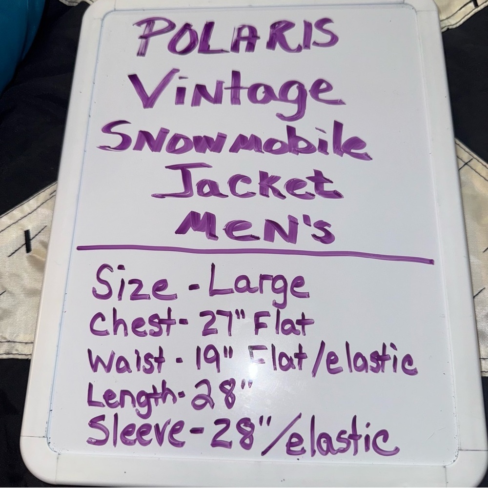 Vintage Polaris Men’s Large Snowmobile Jacket Teal Black White Nylon USA - Picture 15 of 15